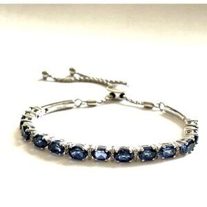 JWBR Renaissance Jewelry Women's Blue Diamond Bracelet 925 Sterling Silv…